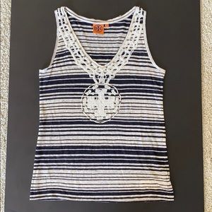 Tory Burch beaded logo tank EUC size medium